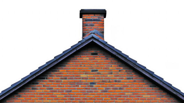 Detailed Brick Wall and Chimney of a House PNG transparent background