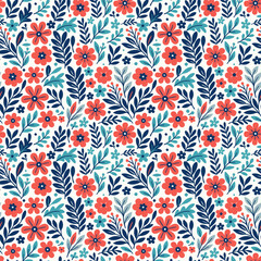 Autumn Leaves and Berries Seamless Pattern