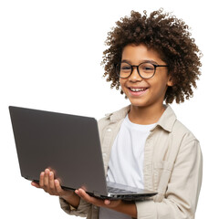Happy Child Using Laptop Computer