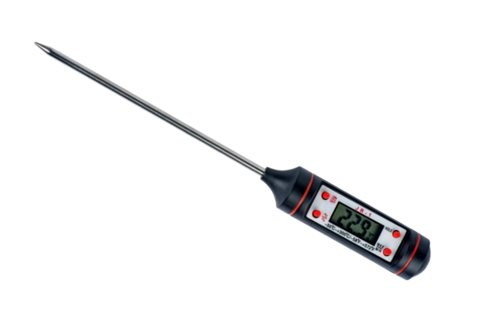 Digital food instant thermometer with LCD display isolated on a white background