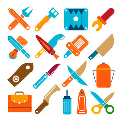 Collection of Colorful Tool Icons on a White Background