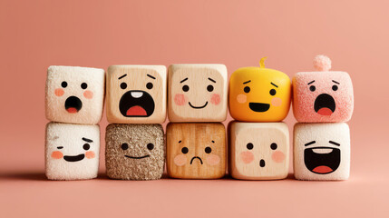 Adorable Marshmallow Characters with Expressive Faces