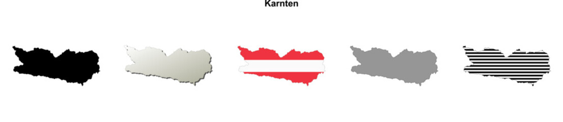 Karnten state blank outline map set