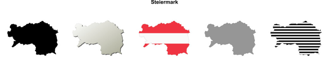 Steiermark state blank outline map set