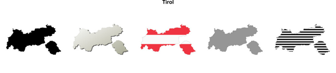Tirol state blank outline map set