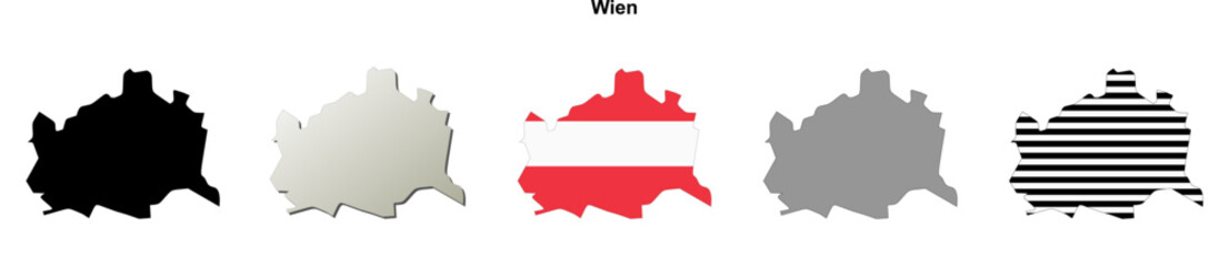 Wien state blank outline map set