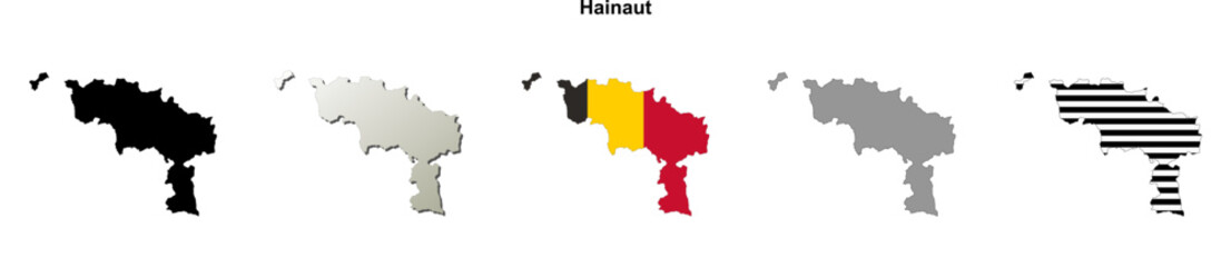 Hainaut province outline map set