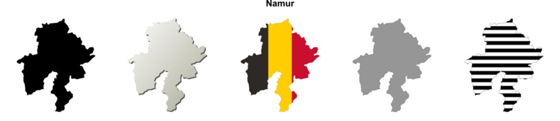 Namur province outline map set
