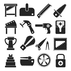 Silhouetted illustration showcasing vintage tools in a monochromatic theme