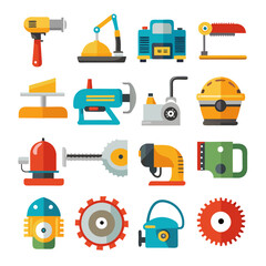 Flat design construction tools vector illustration set on white