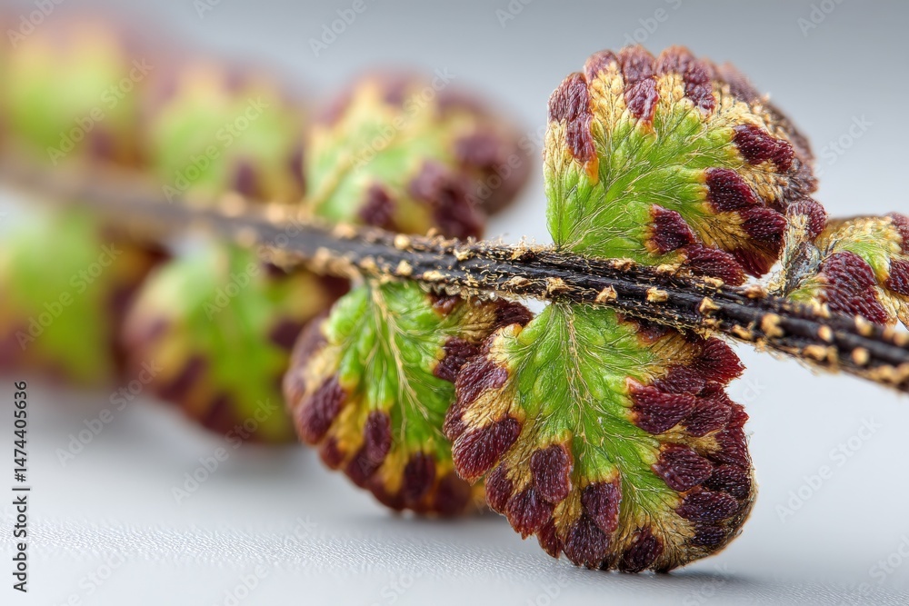 Poster Close-up view of colorful leaves highlighting intricate patterns and textures in a natural setting during daylight