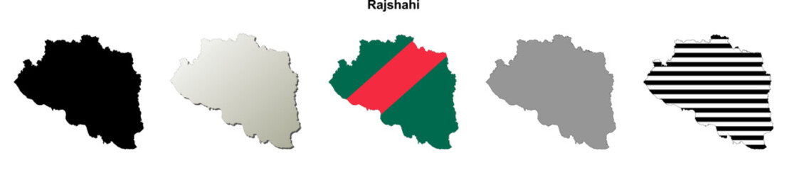 Fototapeta premium Rajshahi division blank outline map set