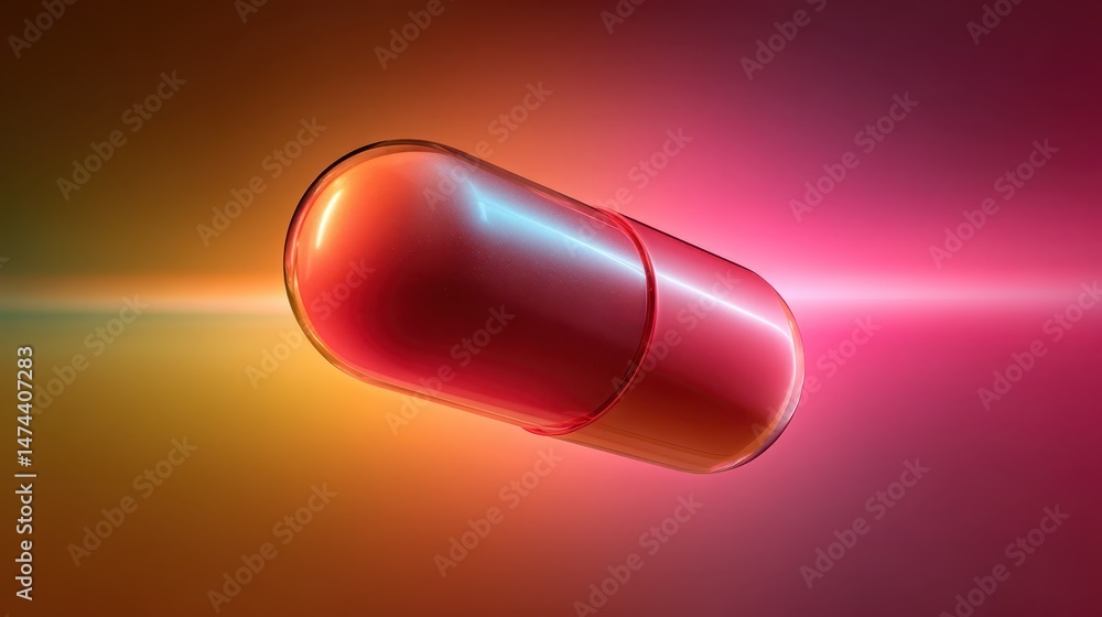 Aufkleber a glossy capsule object spins in the vastness of space, surrounded by vibrant colors blending smooth