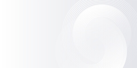 Modern white background with white circle lines digital future modern simple abstract