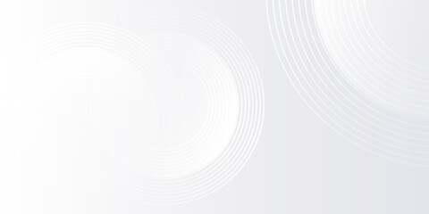 Modern white background with white circle lines digital future modern simple