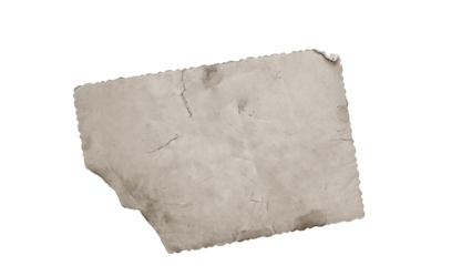 The back of an old photograph, with faded details and a transparent background 