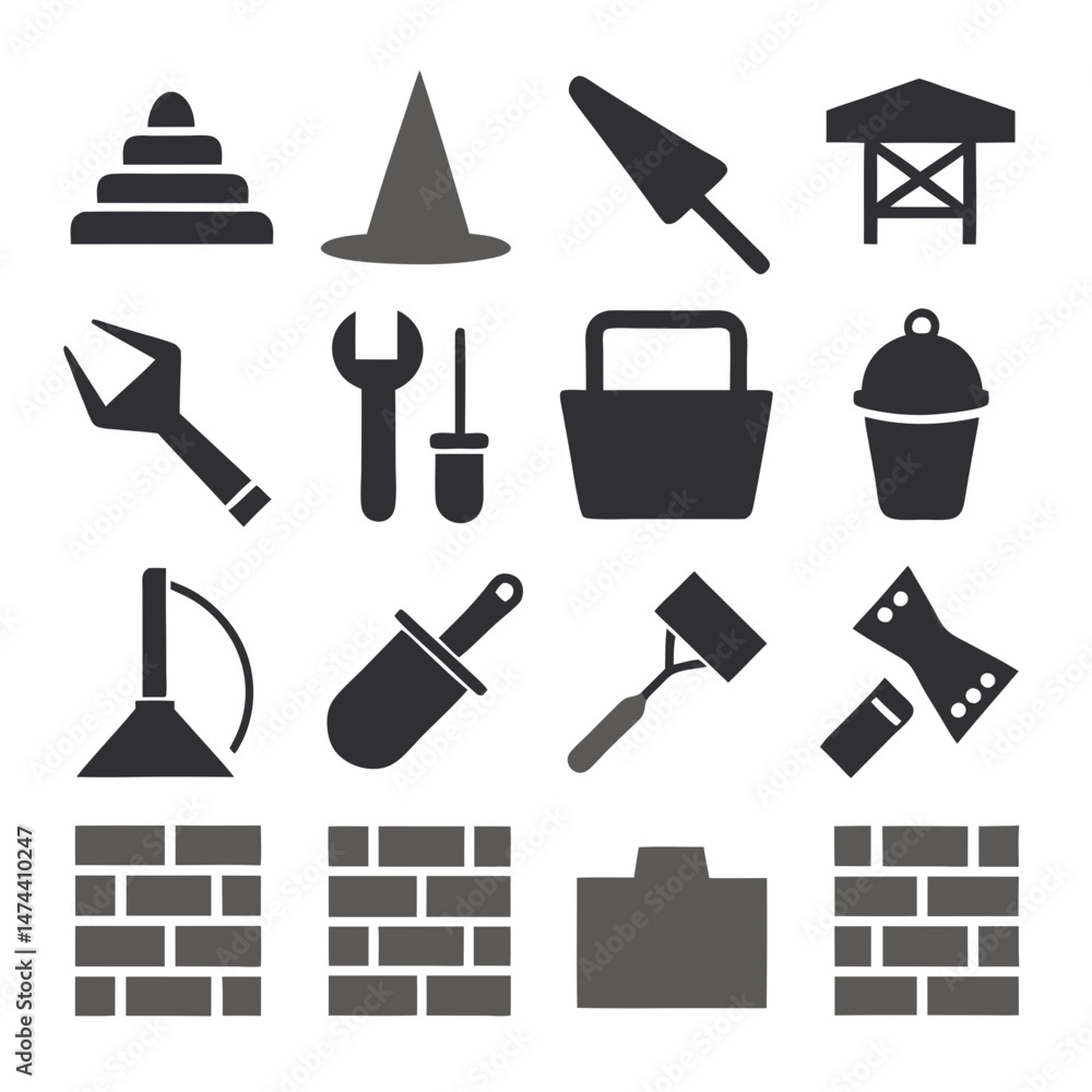 Poster construction and building tools in a minimalist vector style