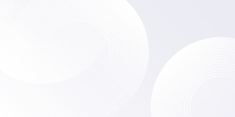 Modern white background with white circle lines. Digital future technology concept background