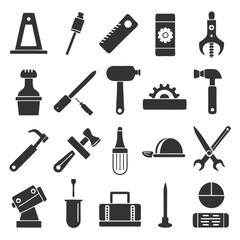 Obraz premium Vector illustration of construction and handyman tools icon collection