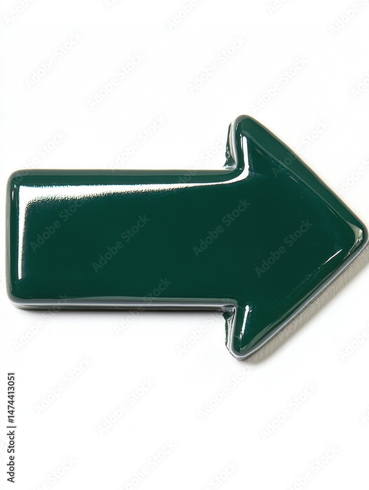 Poster isolated glossy green arrow pointing right on white background studio shot direction indicator symbo