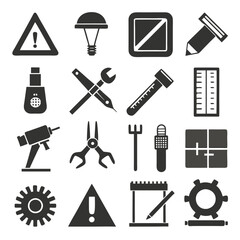 Fototapeta premium Variety of isolated black vector icons on white background