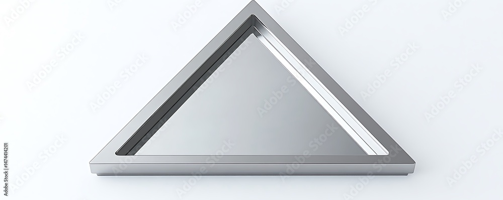 Fototapete A minimalistic triangular mirror with a silver finish set on a crisp white background