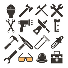 Construction and Repair Tools Flat Icon Set Illustration