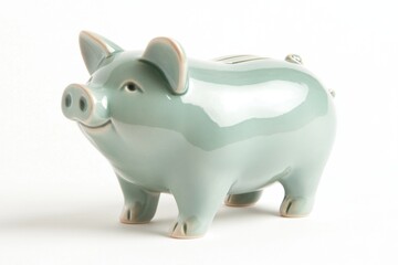 Ceramic Piggy Bank Still Life Studio Shot on White Background Finance Saving Money Investment Concept