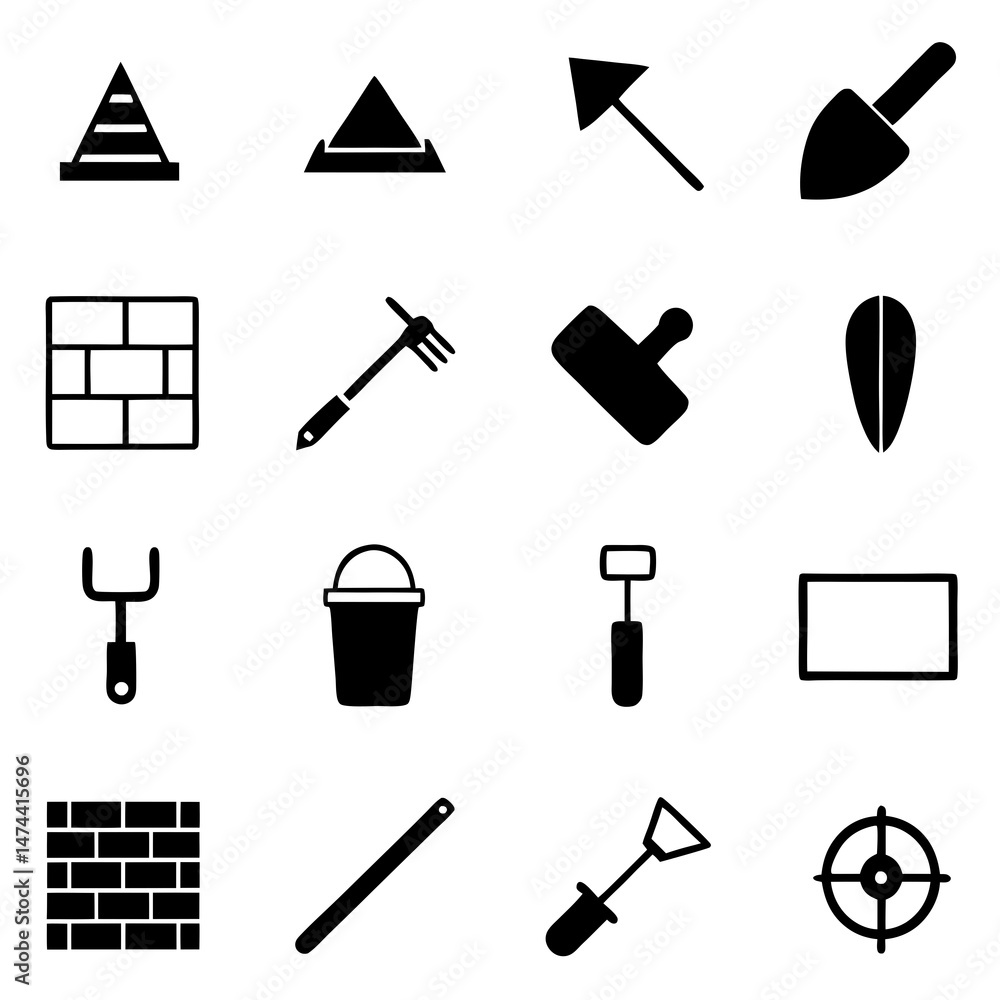 Poster collection of construction and building tools vector icons design