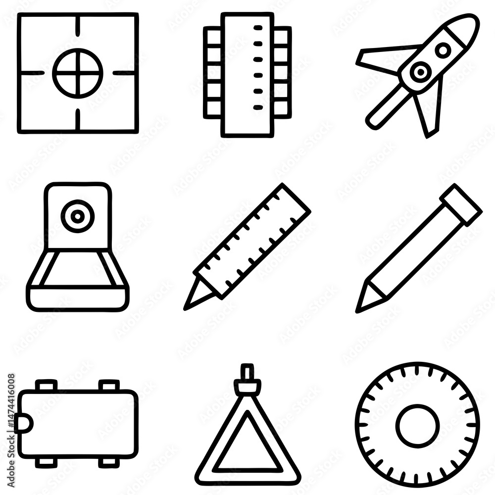 Poster outlined icons arranged to create a creative pattern