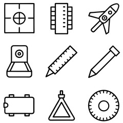 Outlined icons arranged to create a creative pattern