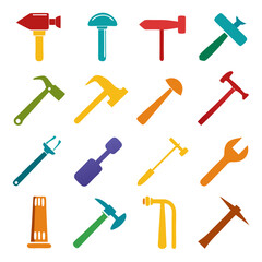 Flat Design Illustration of Assorted Colorful Hand Tools