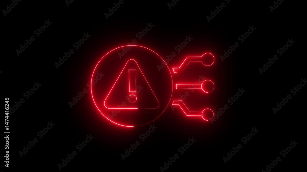 Poster red color circuit board icon. neon glowing neon color abstract circuit board. circuit board concept 