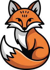 Adorable cartoon fox illustration featuring orange fur and playful expression on white background