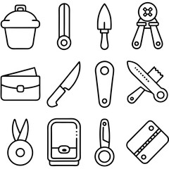 Collection of Essential Outline Iconography for Various Purposes