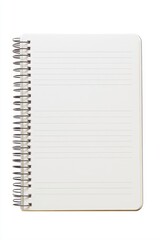 Blank spiral-bound notebook with lined pages.  It is a simple, clean, and functional writing tool with a neutral white color scheme. The notebook has a standard spiral binding