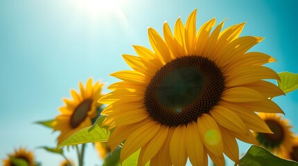 Obraz premium Bright Sunflower Against Sunny Sky