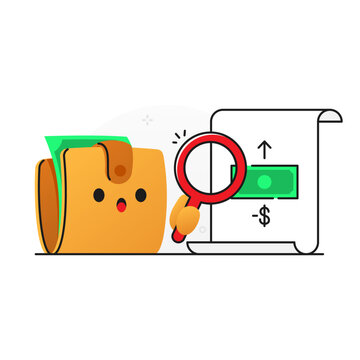 Flat illustration of wallet tracking money spending