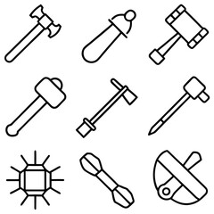 Outlined tool icons collection for various crafting projects