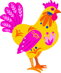 Vibrant Mexican Alebrije Rooster in Traditional Folk Art