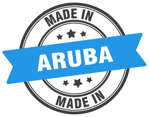 Made in Aruba round sign. Made in Aruba stamp.