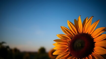 Sunflower Blooming with Clear Blue Sky