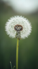 Fototapeta premium Closeup of a White Dandelion Seed Head Against a Soft Blurred Background,blowball, white, flower, 
