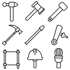 Illustration of Various Hand Tools in Black and White