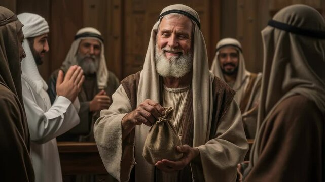 Biblical Pharisees Offer Money. Judas's Betrayal. Jews, Elders, Pharisees, Lawyers. Ancient Biblical People of the Middle East, Arabs, Ancient Trade