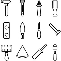 Simple tools for building and repairing graphic illustration set