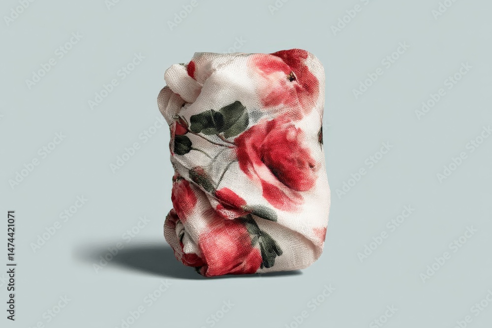 Aufkleber floral patterned fabric wrapped tightly with shadows casting on light background