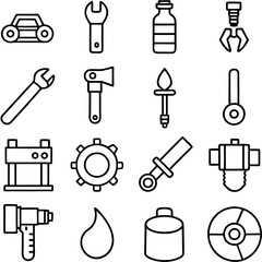Diverse line art tool collection for industrial designs