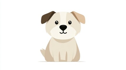 Fototapeta premium This simple and charming cartoon dog sits quietly, revealing a playful yet adorable expression. Ideal for children's books or fun designs, it captures a friendly vibe in a clean, minimalist style