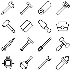 Variety of line art tools for crafting and building